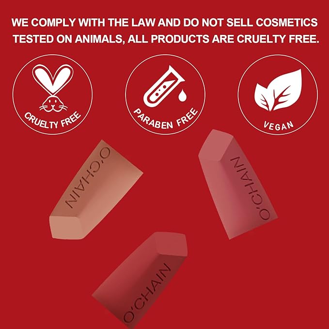 O'CHAIN Red Matte Lipstick, Long Lasting Full Coverage Non-Transfer Lipstick for Women Infused with Jojoba Oil and Vitamin E, Cruelty-Free & Vegan (10 STAYCATION) 0.12 Oz