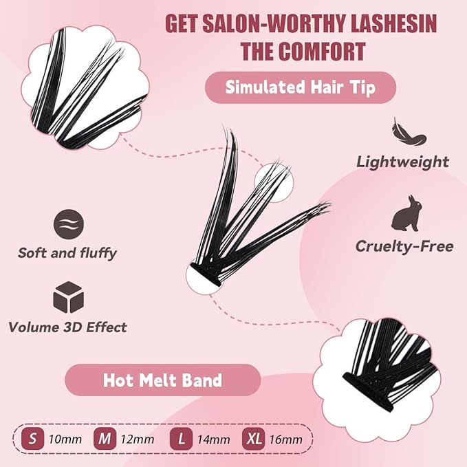 Natural Lash Clusters Kit Wispy Eyelash Clusters 120 pcs Cluster Eyelash Extensions C Curl Individual Lashes 10-16 mm Mix Length Natural Look (Left&Right 30D KIT 120Pcs)