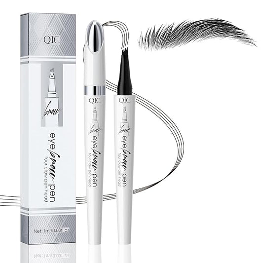 Eyebrow Pen, Waterproof Microblading Eyebrow Pencil, 4 Tip Precise Eye Brow Makeup Pen for Women to Effortlessly Create Hair Like Natural Brows, Non Dry Out and Last All Day (Black Color)