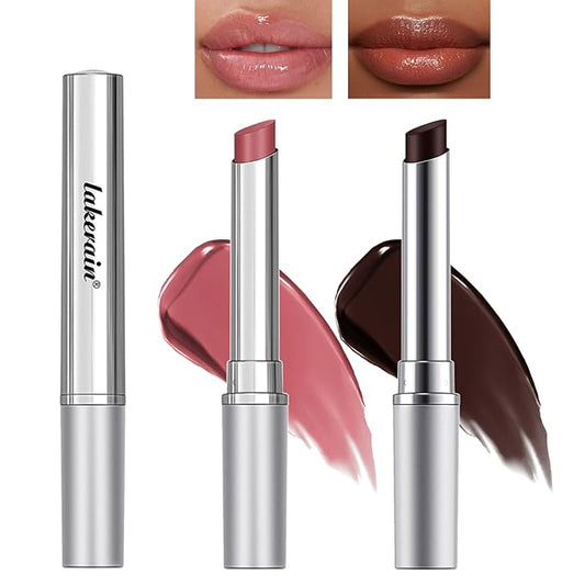 2PCS Honey Lipstick Tinted Lip Balm in Black and Pink，Sheer Hydrating Lipstick for All Skin Tones - Moisturizing Lip Color - Natural Glossy Finish