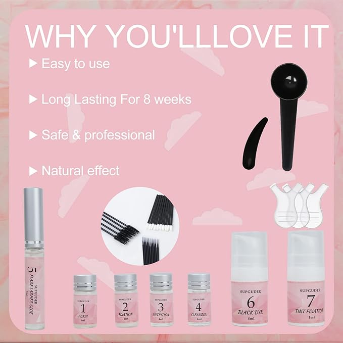 2025 4in1 Lash Lift and Brow Lamination Kit with Long-Lasting Black Color for 6-8 Weeks, Eyelash & Eyebrow Perm DIY Professional Kit,Easy to Use at Home & Salon