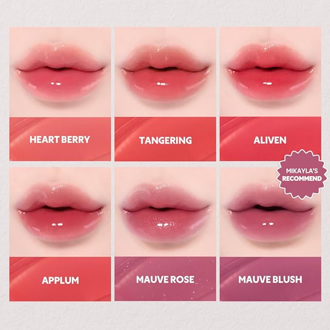 TIRTIR [*Mini Size Waterism Tinted Lip Gloss #10 Heart Berry, 0.06 Fl Oz – Kiss Ready Lipgloss, 12H Long Lasting Non Sticky Natural Tinted Glow Korean Multiuse Cheek and Lip Tint for Women gift