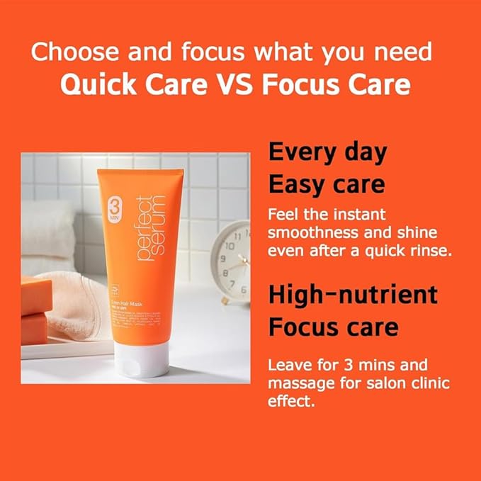 Mise En Scene 3 Min Korean Hair Mask - Perfect Serum Super Rich 3 Min Salon Pack - Strengthening and Hydrating, Korean HairCare, Hair Balm Texture 10.14 Fl Oz.