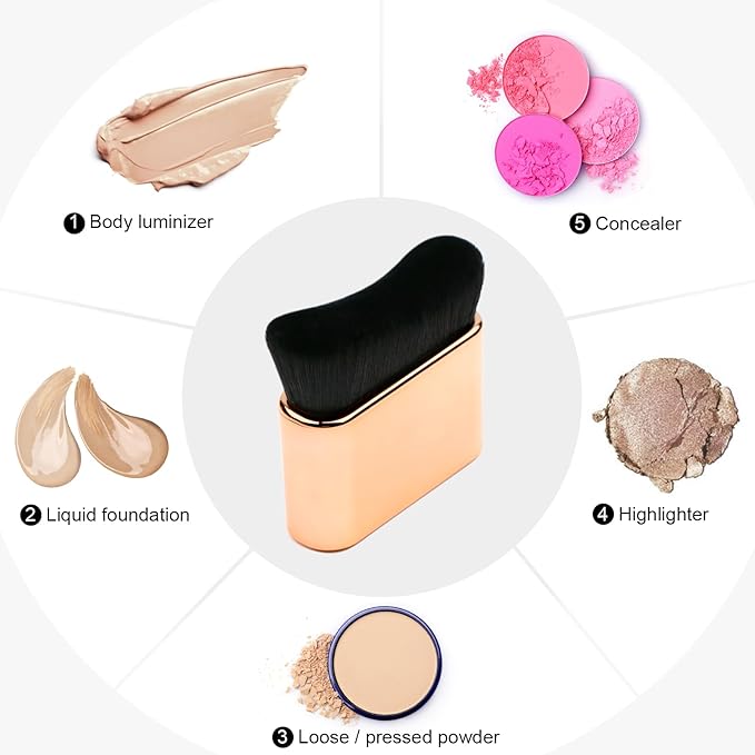 UNIMEIX Self Tanner Brush Sunscreen Body Makeup Brush Kabuki Blend Applicator Spray Tan Blending Beauty Brush for Body Coverage Perfector (LightGold)