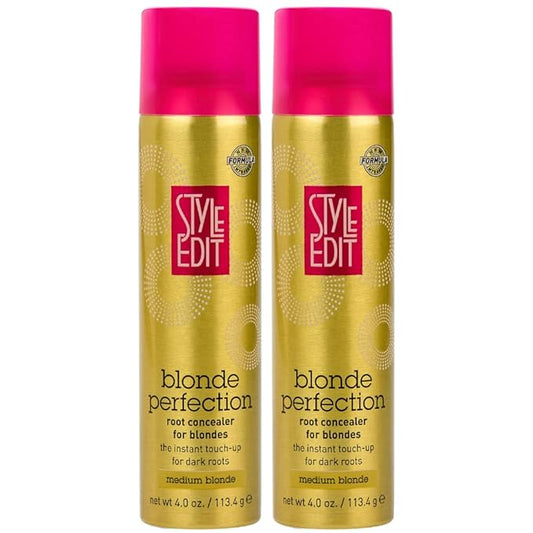 Style Edit MEDIUM BLONDE Root Concealer Touch Up Spray (Multiple Colors Available) Instantly Covers Greys And Dark Roots - Professional Salon Quality Blonde Perfection Grays Cover Up Hair Products for Women 4 Ounce (Pack of 2)