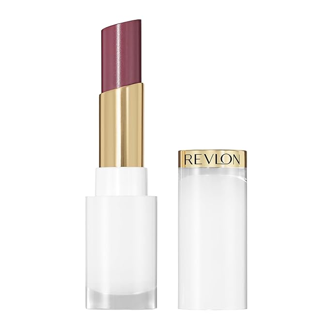 REVLON Super Lustrous Glass Shine Balm, Hydrating Tinted Lipstick, Sheer, Glossy Shiny Finish, 007 Glazed Mauve, 0.11 oz
