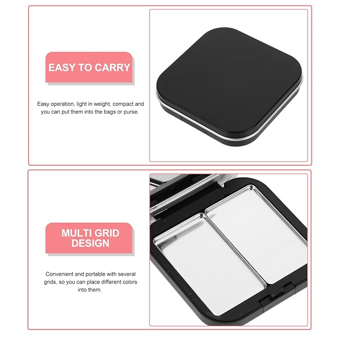 Beaupretty Empty Eyeshadow Palettes 2PCS Empty Eyeshadow DIY Lipstick Lip Balm Blusher Containers Refillable Makeup Storage Case Box with Mirror