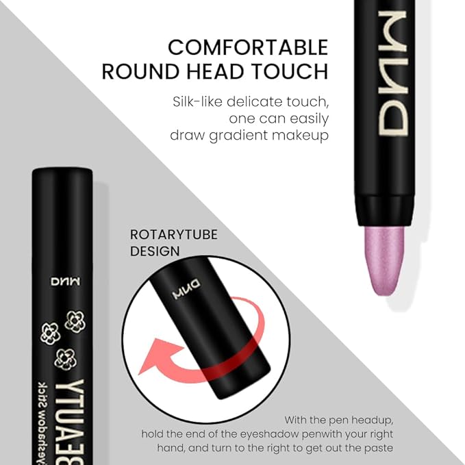 evpct Violet Pink Shimmer Cream Eye Shadow Brightener Sticks Set for Eyes, Violet Pink Shimmery Matte Pencil Eye shadow Applicator Stick Pen Palette Makeup Waterproof sombras en crema para ojos 07#