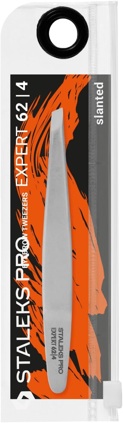 STALEKS PRO Expert 62 Type 4 Professional Eyebrow Tweezers – Narrow Beveled Stainless Steel for Fine Brows & Small Hands
