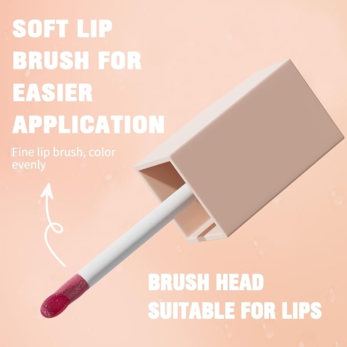 4 Pcs Hydrating Lip Gloss, REEF/AMBER/STONE/TOPAZ High Moisturizing Oil Tint with Hyaluronic Acid, High Shine for Plumper Looking Lips (#B)