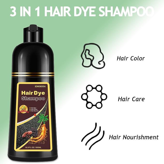 Dark Coffee Hair Dye Shampoo, Hair Dye Shampoo 3 in 1, Brown Hair Dye for Men Women Colors in Minutes, 100% Gray Coverage for All Hair Types 16.9 Fl Oz (Dark Coffee)