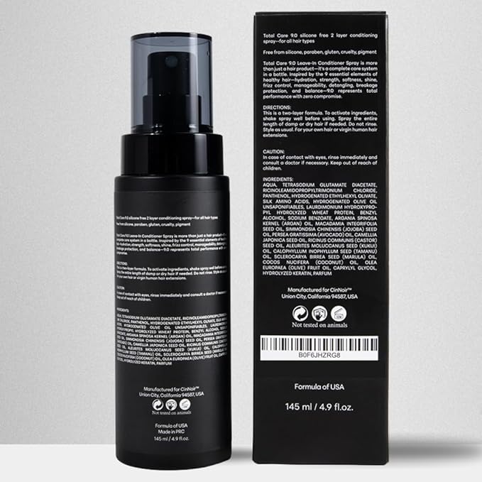 Total Care 9.0 Leave-In Conditioner Spray, Silicone Free, 2 Layer Conditioner, Frizz Control, Leave in Conditioner for Curly Hair and All Hair types, Conditioner for Dry Damaged Hair, Women & Men