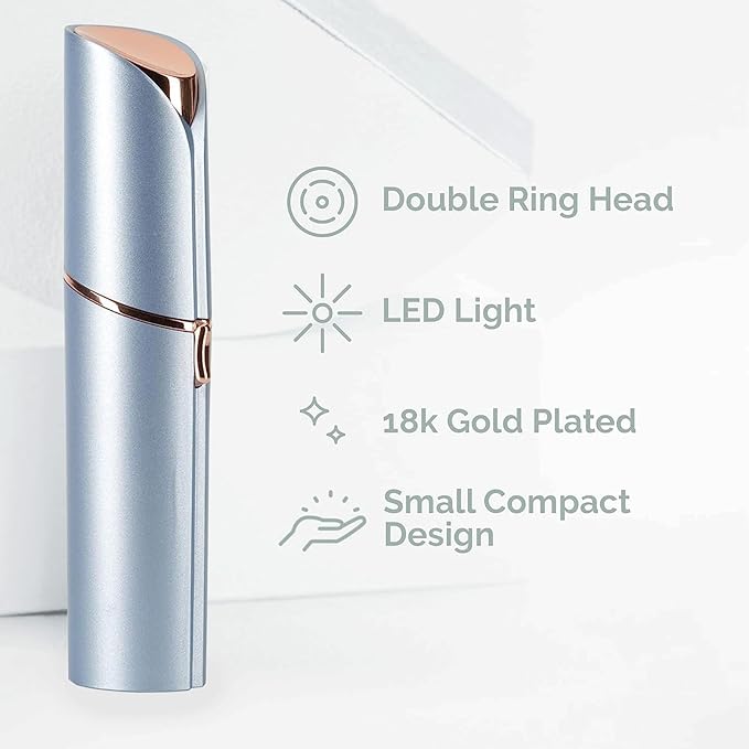 Facial Hair Removal for Women, Painless Hair Removal Device Lady Face Electric Razor for Lip, Chin,arms with USB Rechargeable Included 2 pc Replacement Heads
