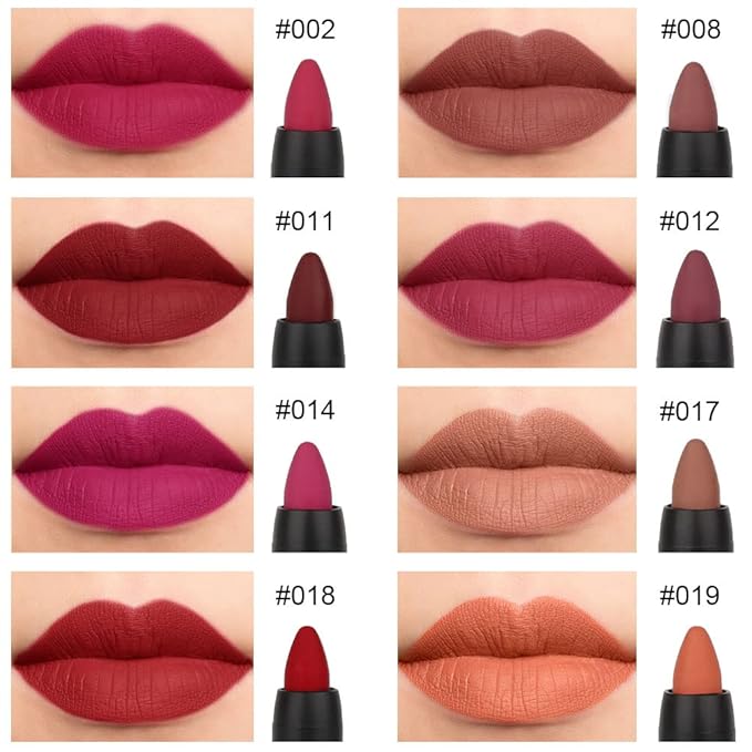 BINGBRUSH 8 Colors Moisture Smooth Longwear Lipstick Pack Set, Matte Color Stick Ultimate Lip Crayon for Makeup Collection - Nourishing Waterproof Velvet Lipgloss Lip Stain (set08)