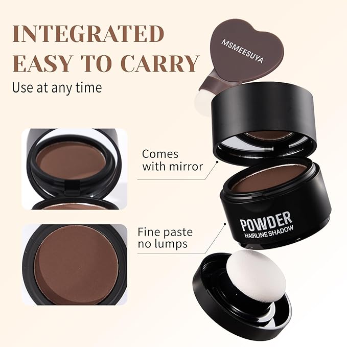 Hairline Powder Instantly, Fill In Fine or Root Touch up powder,Thinning Hair Instantly Thicker Touch Up for Windproof&Sweatproof, Darkroot touch up for Men & Women (ASH BROWN丨4g/0.14Ounce)