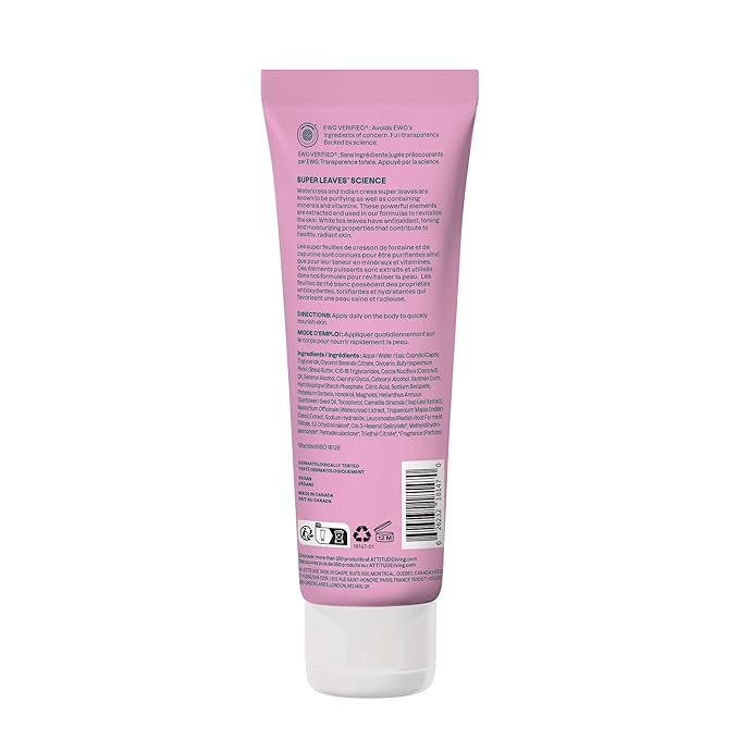 ATTITUDE Body Lotion, EWG Verified, Vegan & Cruelty-Free, Hydrating Moisturizer for Dry Skin, Non-Greasy, Skin Care, Orange Blossom & Eucalyptus, 8 Fl Oz