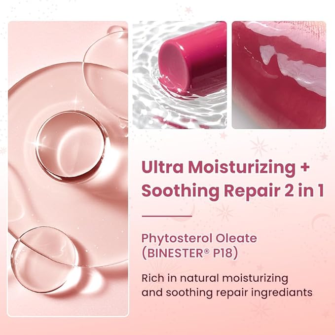 CATKIN Glossy Lip Balm Ultra Hydating Glow Lip Tinted Jelly Plump Melting Balm Shea Butter Repair Soothing For Dry Lips Dewy Finished 0.12 oz C06 BLOSSOM