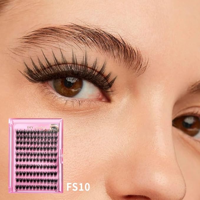 DIY Self Adhesive Eyelashes Natural Volume Lash Clusters Kit Pre Glued Eyelash Clusters No Glue Needed Lashes Wispy D-curl Cluster Eyelash Extensions Individual Lashes 5#