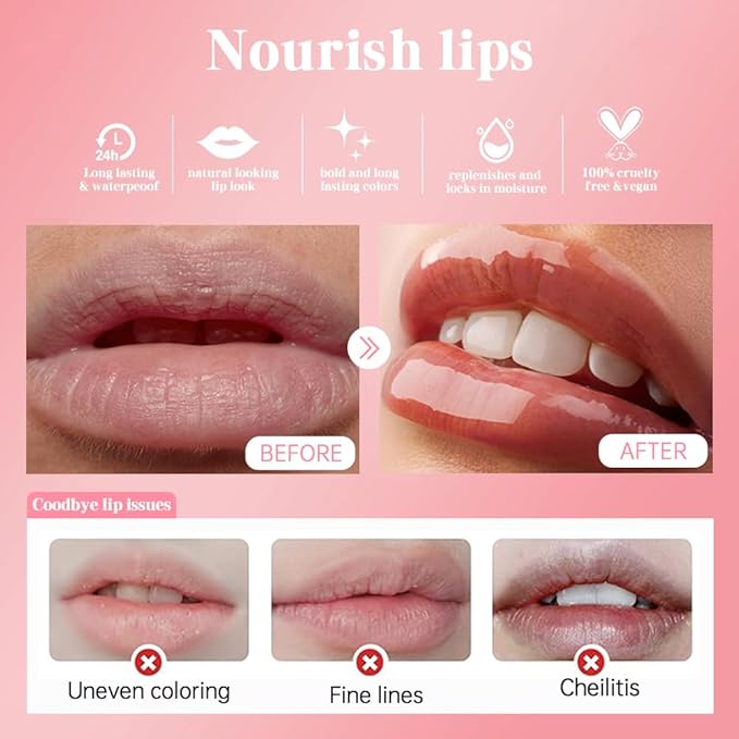 Nourishing Lip Oil, Deep Moisturizing Lip Balm Liquid, Non-Sticky High Shine Lip Gloss, Hydrating Lip Tint for Soft, Smooth, Healthy-Looking Lips, Lightweight Glossy Lip Care for Daily Use-6#