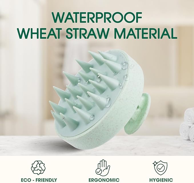 Silicone Scalp Massager Brush for Hair Growth – Manual Shampoo Scrubber for Wet & Dry Use – Scalp Exfoliator Brush & Head Massage Tool, Ideal for Hair & Pets (Green)