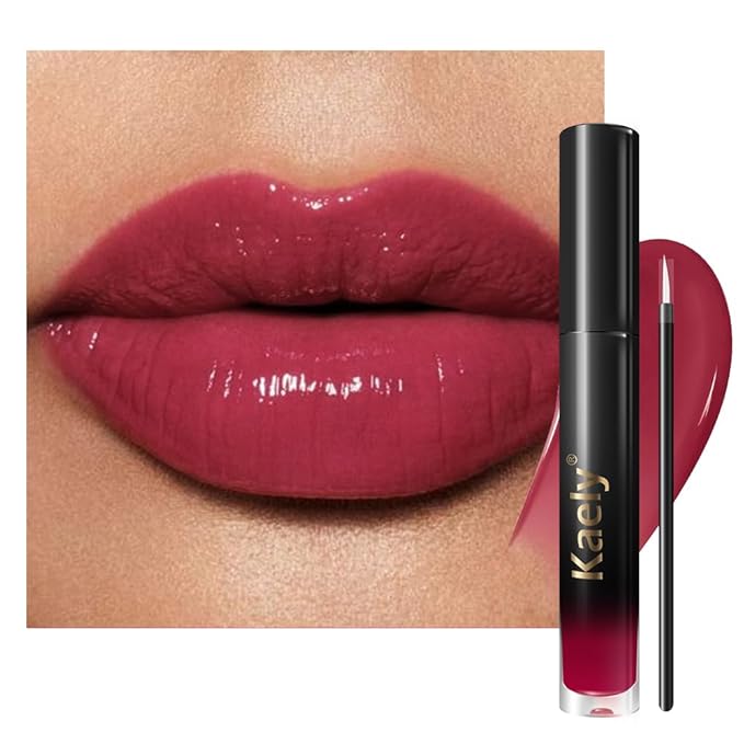 Kaely Longwear Shine Lipstick for Women, Highly Pigmented Liquid Lip Color Makeup, Non-Transfer Lip Gloss Stain Waterproof Smudge Proof 24 Hour, Glossy Finish, Vegan & Cruelty-free, 06 UNRIVALED