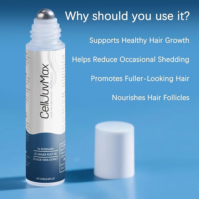 Hair Growth Serum Roll On – Rosemary & Peptide Formula for Thicker Hair, Fast-Absorbing & Non-Greasy, Advanced Follicle Support 0.85 Fl Oz (1 Pcs)