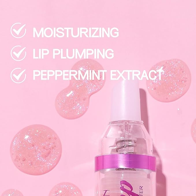 Erinde Lip Plumper Gloss, Natural Spicy Lip Plumping Booster Oil, Ultra-Hydrating & Nourishing Plump Lip Plumper, Glossy Finish Fuller Lip Plumping Gloss for Women Girls, 02#
