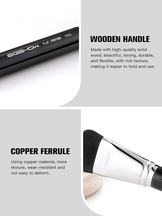 Contour Brush， EigshowBeauty Premium Synthetic Bristles Face Bronzer Brush, Flat makeup brush for Powder Cream Liquid Blending - Vegan & Cruelty-Free Foundation Brush