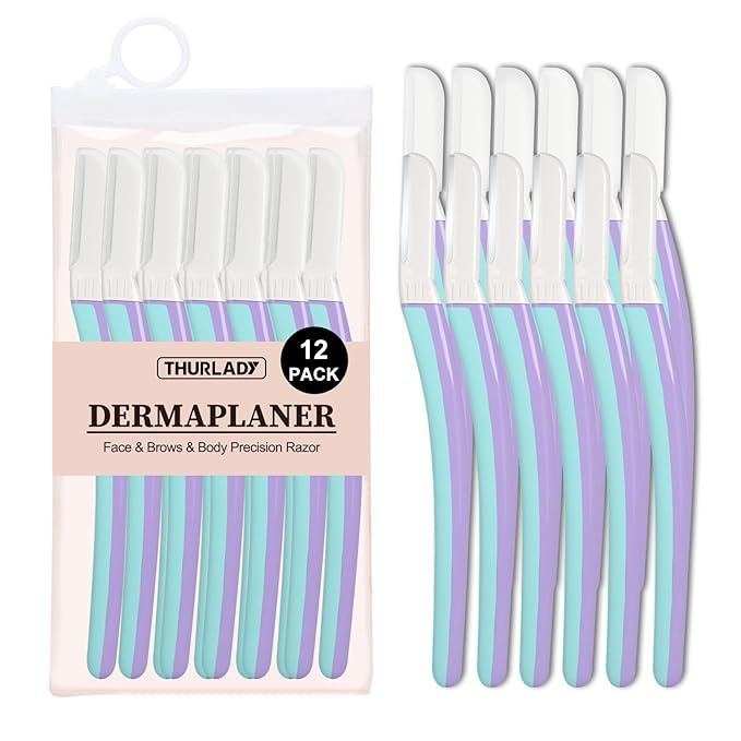 Dermaplane Razor for Women Face, Eyebrow Razor, Face Razors for Women, Dermaplaning Tool, Travel Essentials, (12 pcs, Wisteria)