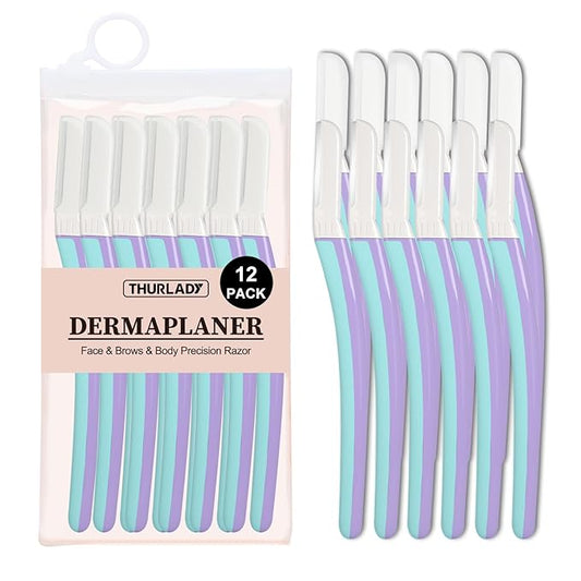 Dermaplane Razor for Women Face, Eyebrow Razor, Face Razors for Women, Dermaplaning Tool, Travel Essentials, (12 pcs, Wisteria)