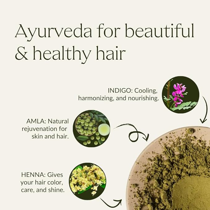khadi DARK BROWN Natural Hair Color - Hair Color for deep, shiny dark brown to strong black brown - 100% herbal & natural - 3.5 oz