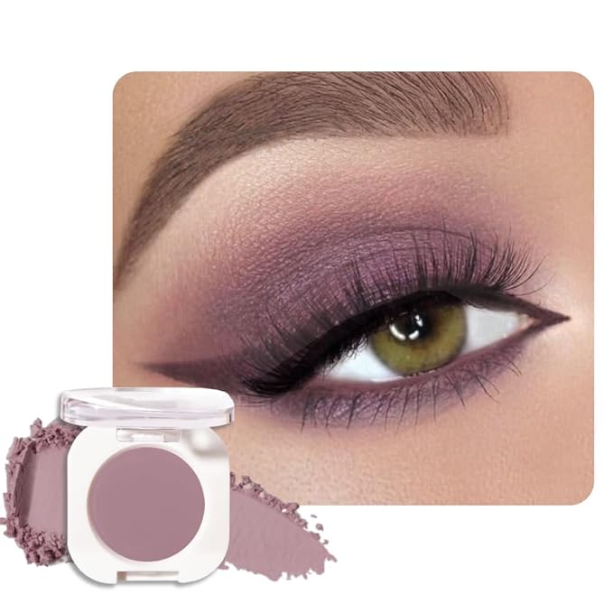 Mauve Taupe Matte Eyeshadow Palette for Women, Single Monochrome Eye Shadow Makeup, Shiny Pressed Powder, Blendable Natural sombras para ojos, Holographic,Vegan,Travel -25