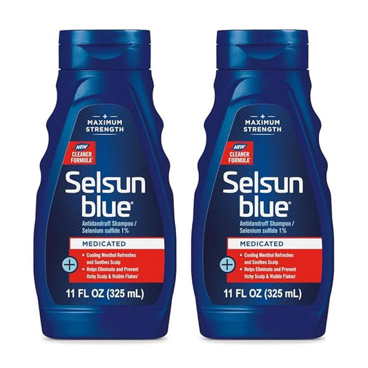 Selsun Blue Medicated Anti-dandruff Shampoo with Menthol, 11 fl. oz., Maximum Strength, Selenium Sulfide 1% (Pack of 2)