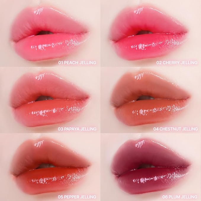 YNM Heart Jelling Tint, PAPAYA JELLING, Silicone Lip Brush Included, K-Beauty, Non-Sticky, Moisturizing, Smudge-Proof, Korean Lip Tint, Long-Lasting, Vivid Color, 0.09 oz