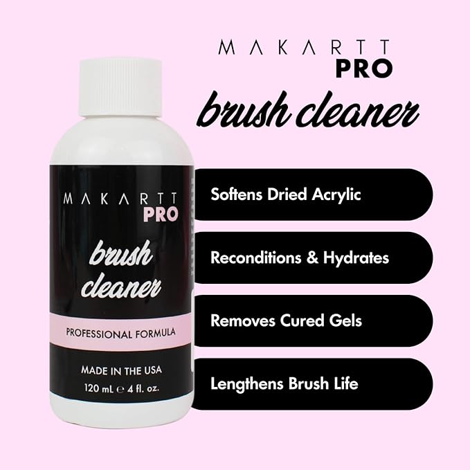 MakarttPro Professional Acrylic Brush Cleaner & Conditioner 4oz/118ml, Deep Clean Solution for Kolinsky Acrylic Nail Brushes, Prevents Hardening & Extends Brush Lifespan