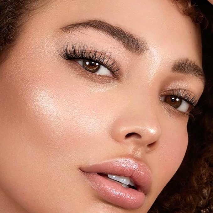 False Lashes Clear Band Faux Mink Lashes Wispy Eyelashes Cat Eye 16mm Natural D-Curl Lashes Cat Eye Strip Eyelashes Pack by Kiromiro, 14 Pairs