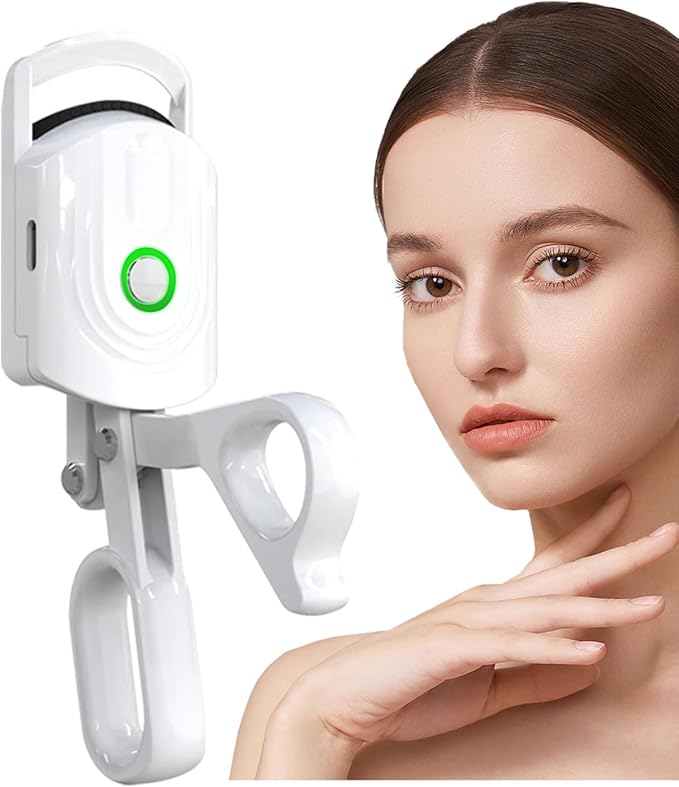 Heated Eyelash Curlers Electric Eyelash Curler USB Rechargeable Eyelash Curlers Natural Curling for Long Lasting Eye Lashe Women Makeup Tools Gift (White)