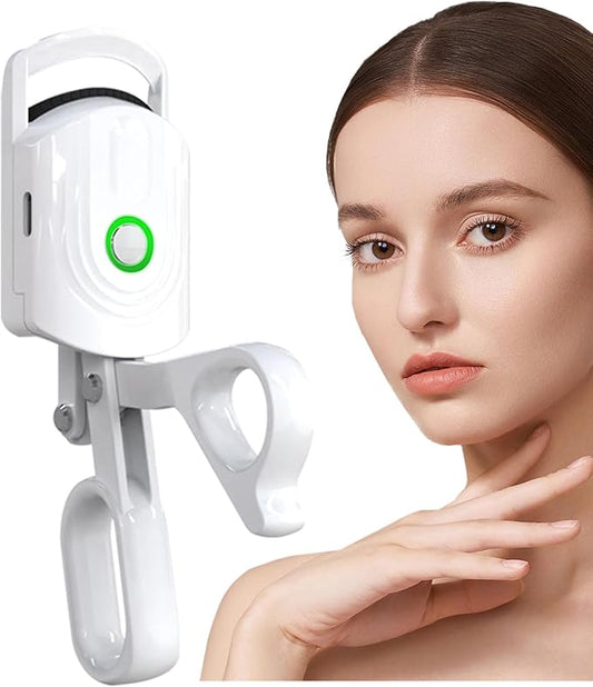 Heated Eyelash Curlers Electric Eyelash Curler USB Rechargeable Eyelash Curlers Natural Curling for Long Lasting Eye Lashe Women Makeup Tools Gift (White)