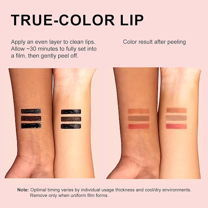 Lip Stain Peel Off for Women - 3 Color Set (Nude Brown, Red Brown, Classic Red) | Long Lasting, Waterproof, Non-Sticky, Hydrating | Peel Off Lip Tint Gloss Kit for Teens & Girls