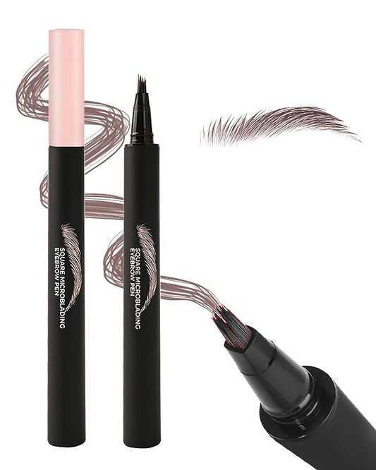 Microblading Liquid Eyebrow Pencil, Waterproof Smudgeproof Multiple Fork Tip Angled Wild Tinted Brow Pen, Filler Dye Eye Brow Pencil Thin Hair Like stroke for shaping,Women Makeup Last All Day-02Mocha