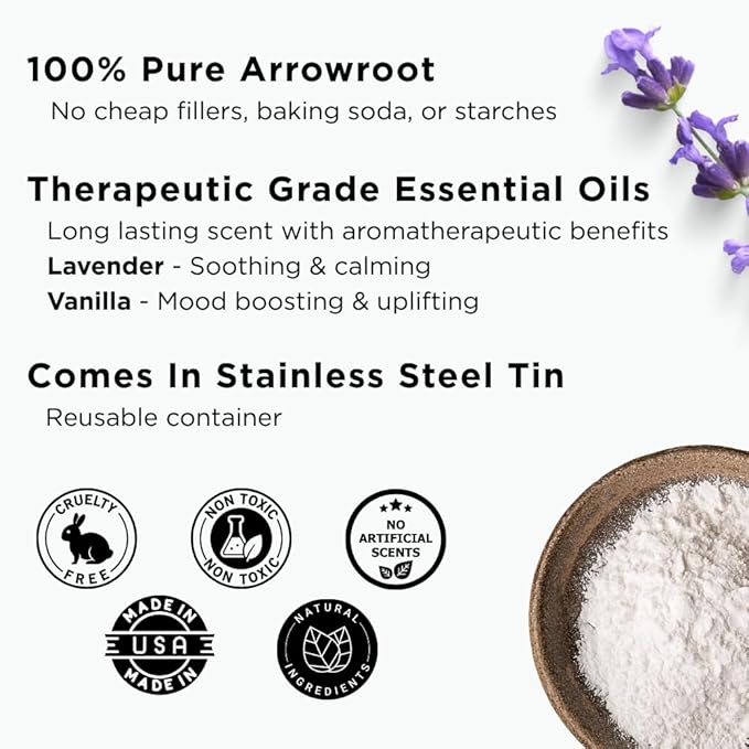 Sumbody Body Powder for Women & Men Sunkissed Vanilla - (4oz) Talc & Cornstarch Free Arrowroot Powder Organic for Skin, Sweat Absorbing Powder Body Deodorant, Dusting Powder, Baby Powder Travel Size