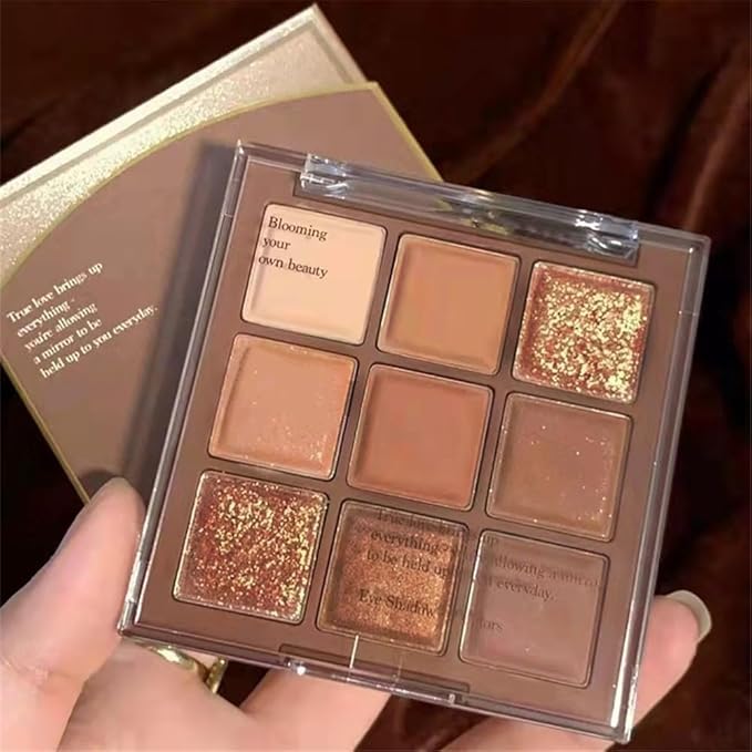 Go Ho 9 Colors Nude Eyeshadow Palette,Matte&Shimmer&Glitter Eyeshadow Makeup,Long Lasting Blendable Neutral Eye Look,Highly Pigmented Eye Shadow Powder,06
