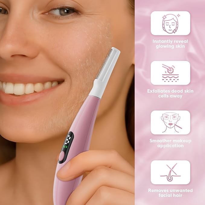 Sonic Dermaplane Razor for Women Face,Women’S Facial Exfoliation & Peach Fuzz Hair Removal System,Anti-Aging–3 Speeds–8 Dermaplaning Blades–Rechargeable,Sonic Dermaplaning Tool