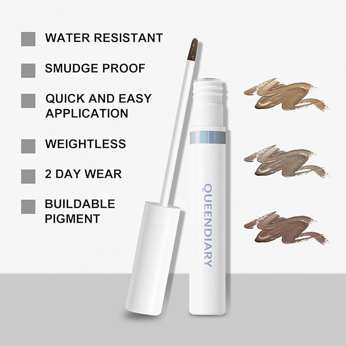 QueenDiary Eyebrow Stain Long Lasting Eyebrow Makeup Smudge-proof Eyebrow Gel Waterproof Transfer-proof Vegan Cruelty-free Eyebrow Gel (Jet Black)