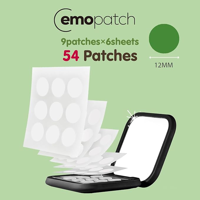 Acne Pimple Patches for Face 54 Count with Mirror Case for Day & Night Use - Hydrocolloid Pimple Pads, Emoji-Themed Blemish Dots, Clear Skin Treatment (Invisible)
