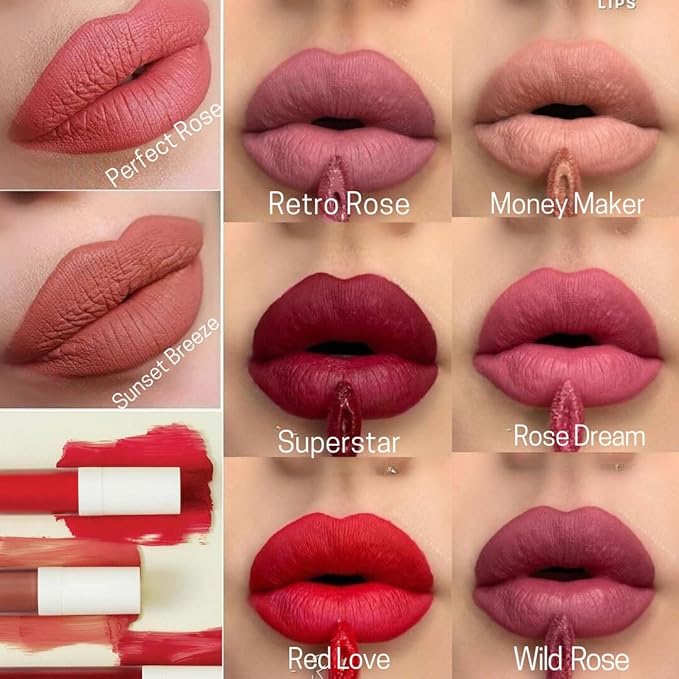 FARMASi Make Up Matte Liquid Lipstick, Long-Lasting and Ultra-comfortable, High-Impact, Lightweight, Organic, Pure Pigments 0.14 fl.oz (Super Star)