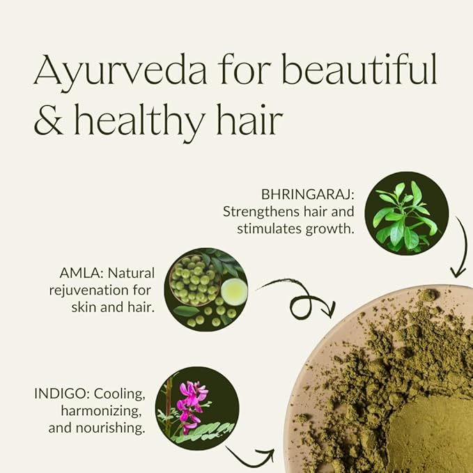 khadi ASH BROWN Natural Hair Color - Natural cosmetics - hair color for matte & medium brown - plant hair color - 100% herbal, natural & vegan - 3.5 oz