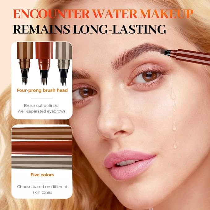 Microblading Eyebrow Pencils for Women, 2026 New 3D Brow Tattoo Pen for Natural Looking Eyebrows, Long Lasting Waterproof Eyebrow Pen with Fine Tip Brow Makeup (Red Brown)