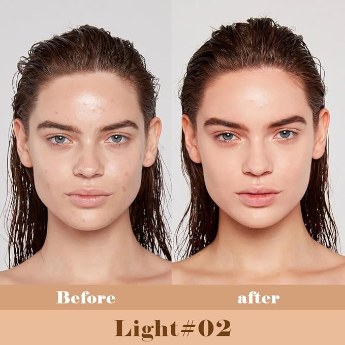 Liquid Concealer Makeup, Natural Coverage for Older Women, Under Eye Brightener Full Coverage Concealer for Dark Circles, Lightweight, Covers Oil-Free, Vegan & Cruelty-Free, 11 02+03