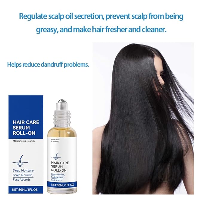 Gluvelessia Hair Growth Serum Roll-On 30ml with Saw Palmetto, Rosemary & Pea Extract, No-Rinse, Fast-Absorbing, For All Hair Types. 1pcs